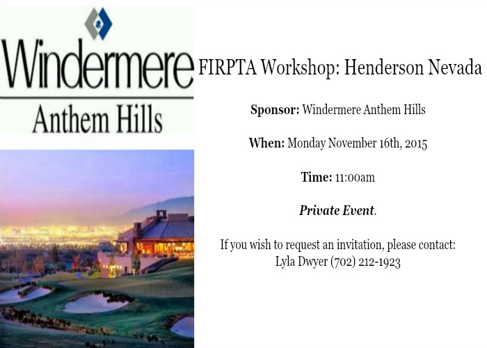 FIRPTA workshop-Henderson Nevada